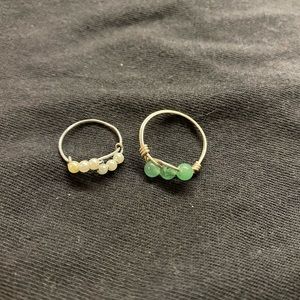 silver rings with beads